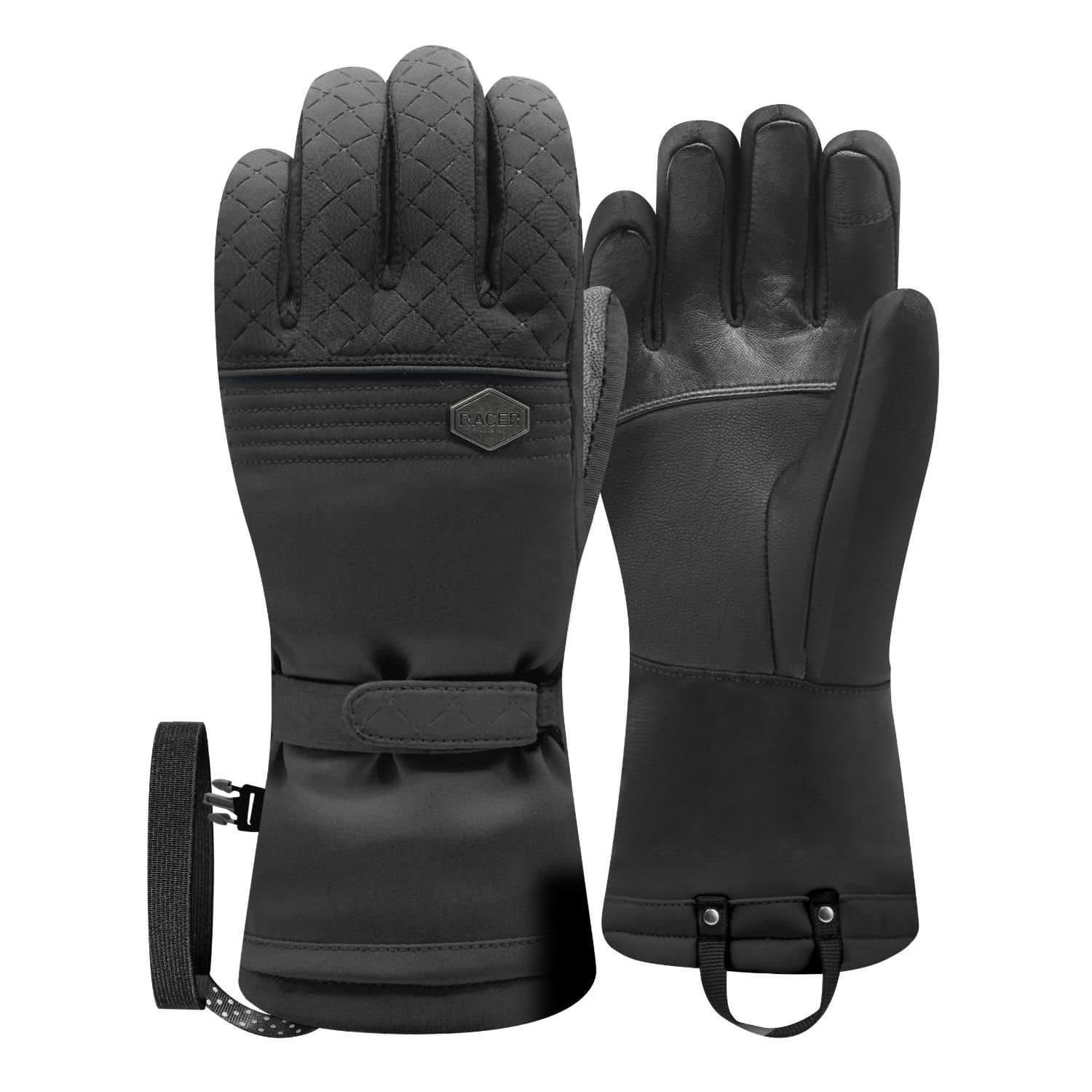 Racer Racer Women's 'GSNOW5' Waterproof Polymax® Insulated Ski Gloves in Black
