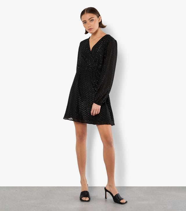 Apricot Women's Black Jacquard Wrap Mini Dress Apricot New Look - 2