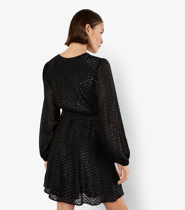 Apricot Women's Black Jacquard Wrap Mini Dress Apricot New Look - 3