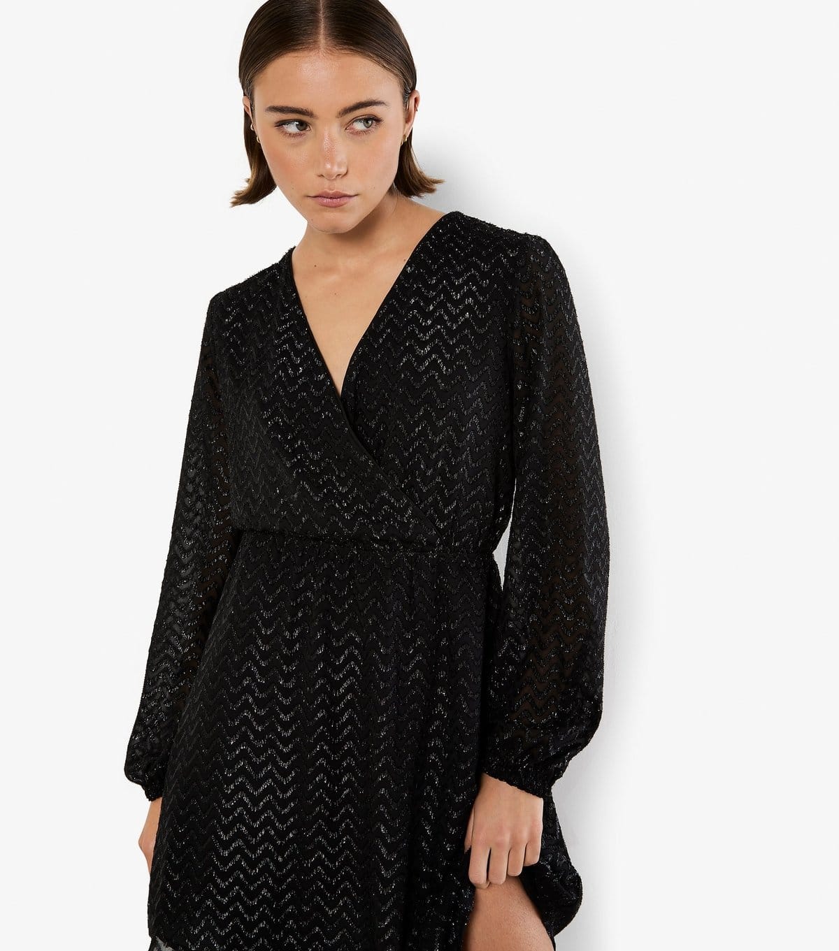 Apricot Women's Black Jacquard Wrap Mini Dress Apricot New Look - 4