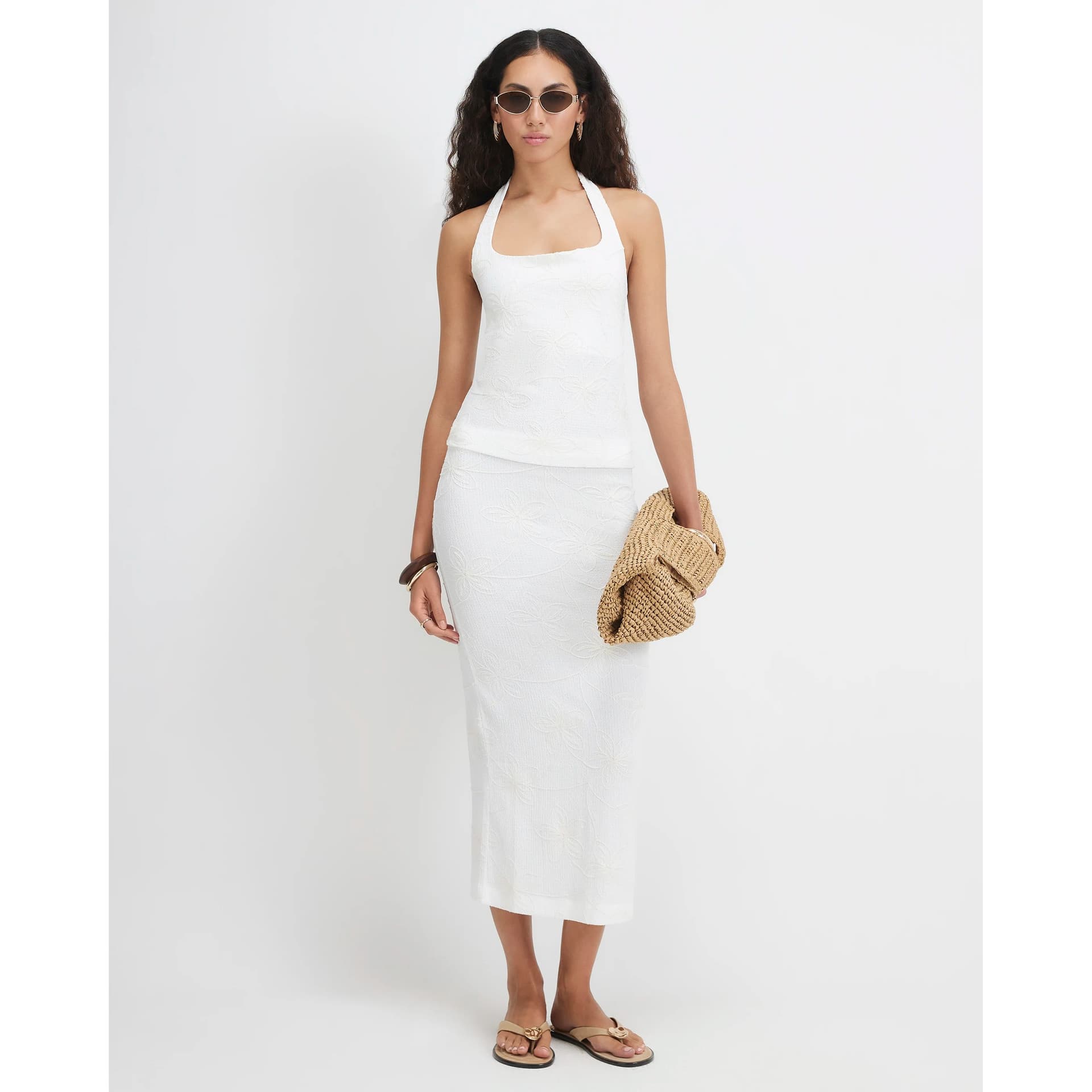 River Island River Island Womens Cream Embroidered Floral Maxi Skirt
