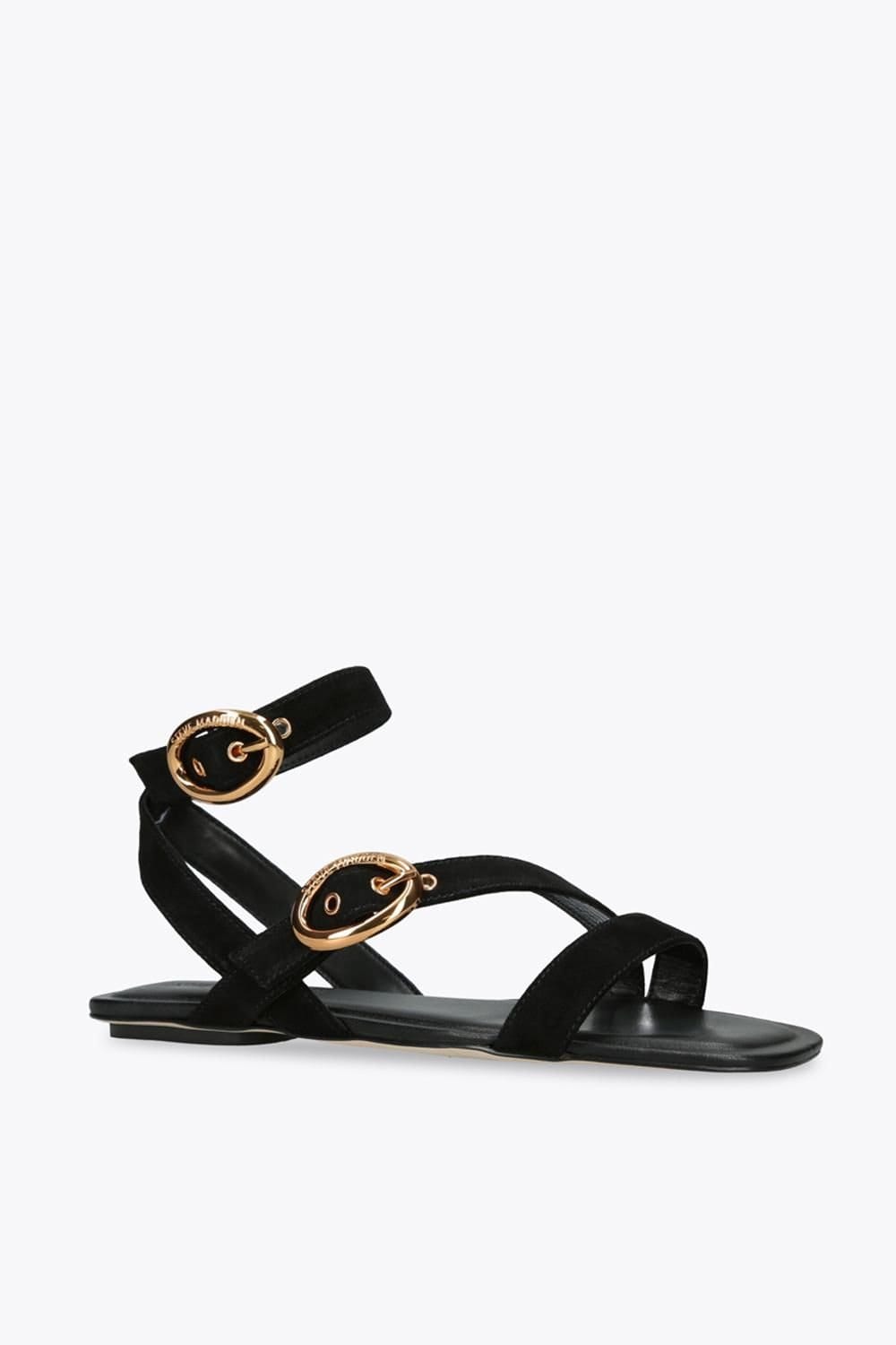 Steve Madden STEVE MADDEN Women's 'Karmin Black Suede' Suede Sandals - 4