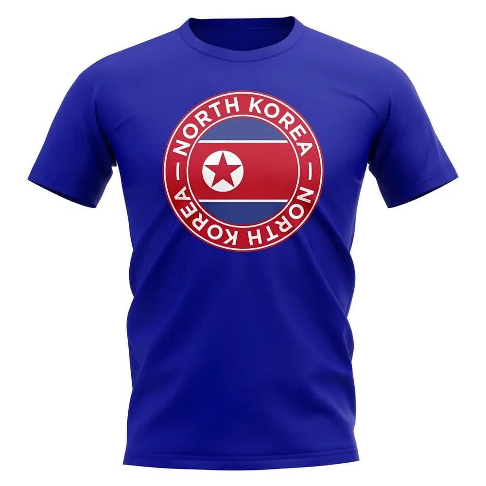 North Korea North Korea Men's Mens Football Badge T-Shirt Royal in Blue