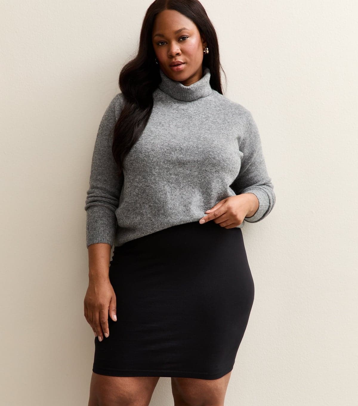 New Look Women's Plus Size Black Jersey Tube Mini Skirt Curves New Look