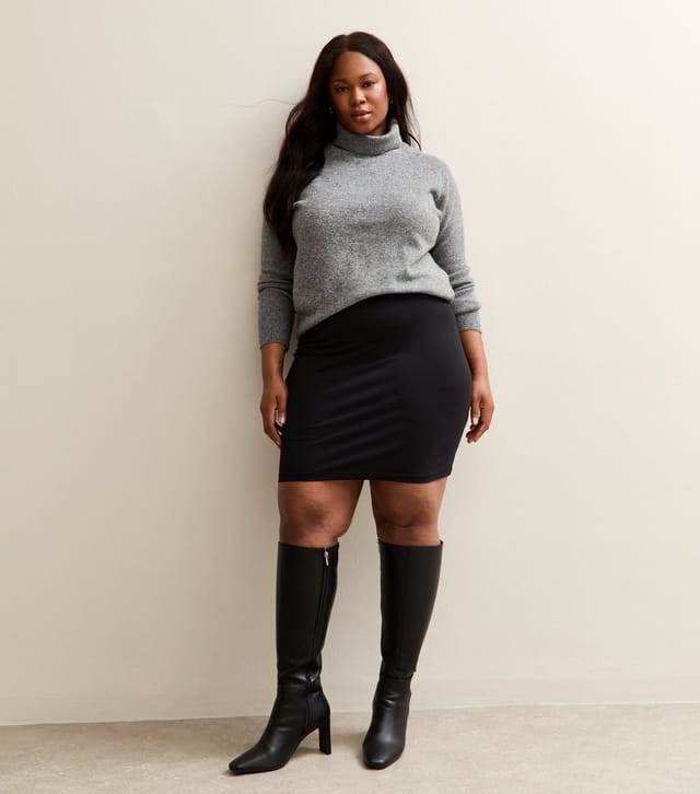 New Look Women's Plus Size Black Jersey Tube Mini Skirt Curves New Look - 3