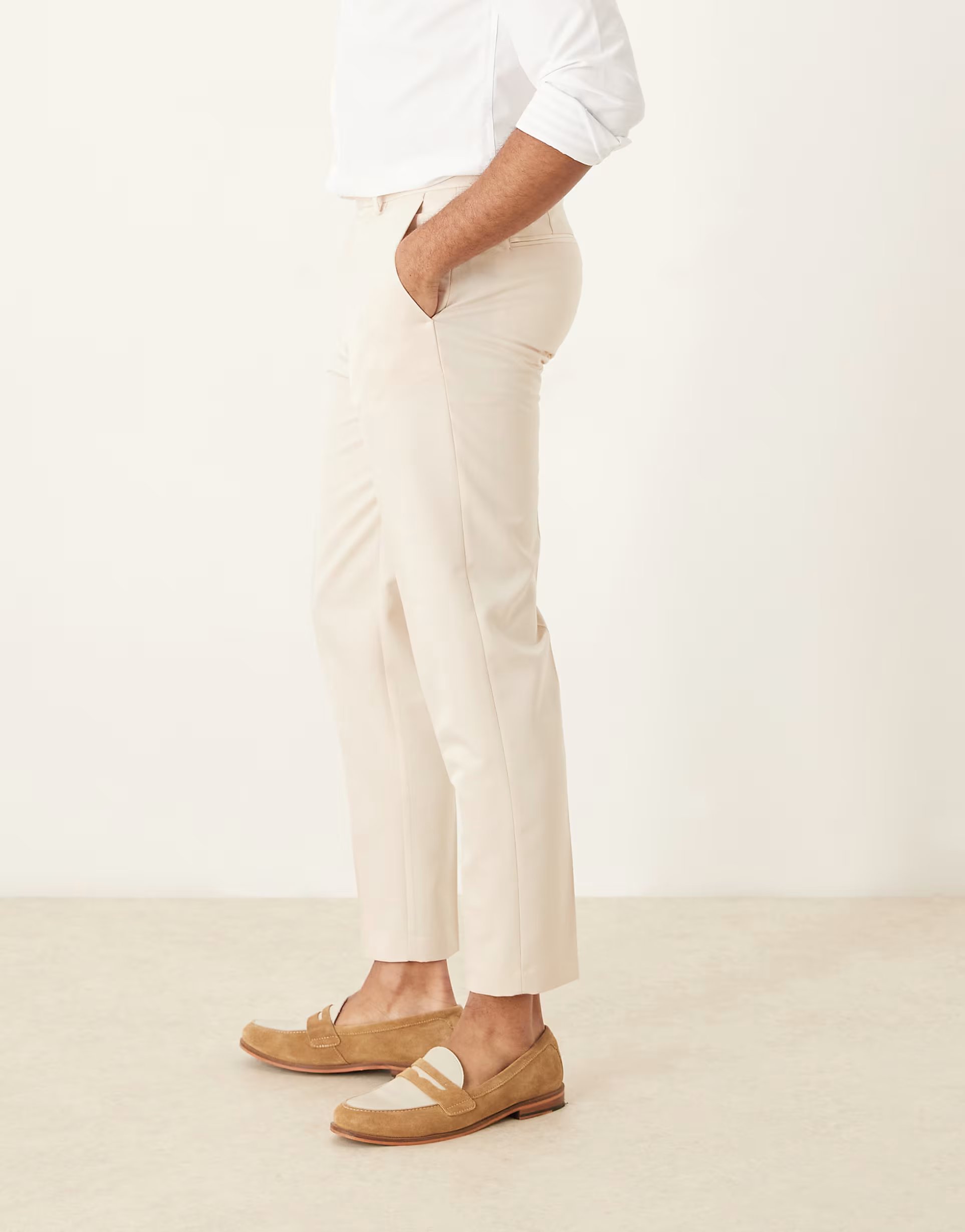 ASOS ASOS DESIGN smart tapered fit trousers in stone - 1