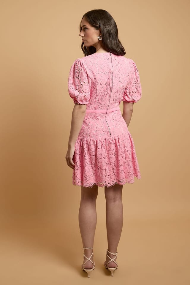 Oasis Oasis Women's Lace Peplum Hem Mini Dress in Rose - 3