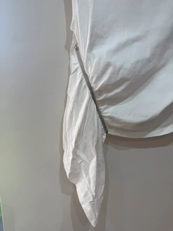 Bershka Bershka White Asymmetric Zip Top BNWT Crop T Shirt Ruched Side Sleeveless Size S