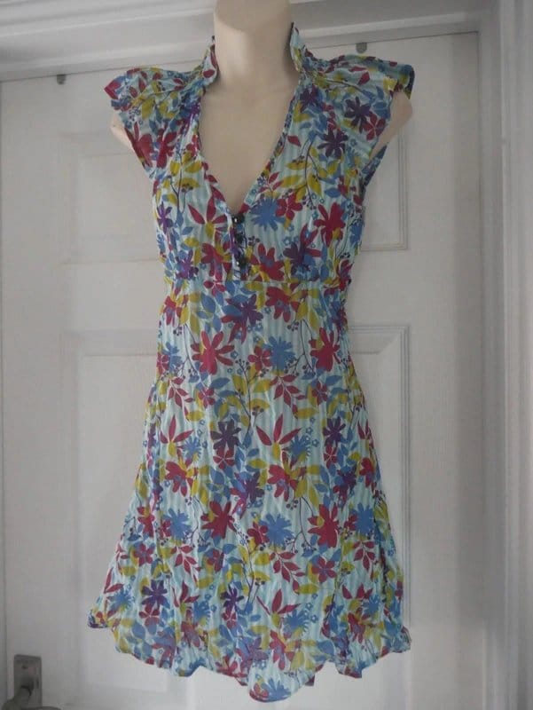 Carbon Blue Floral Print Summer Tea Dress