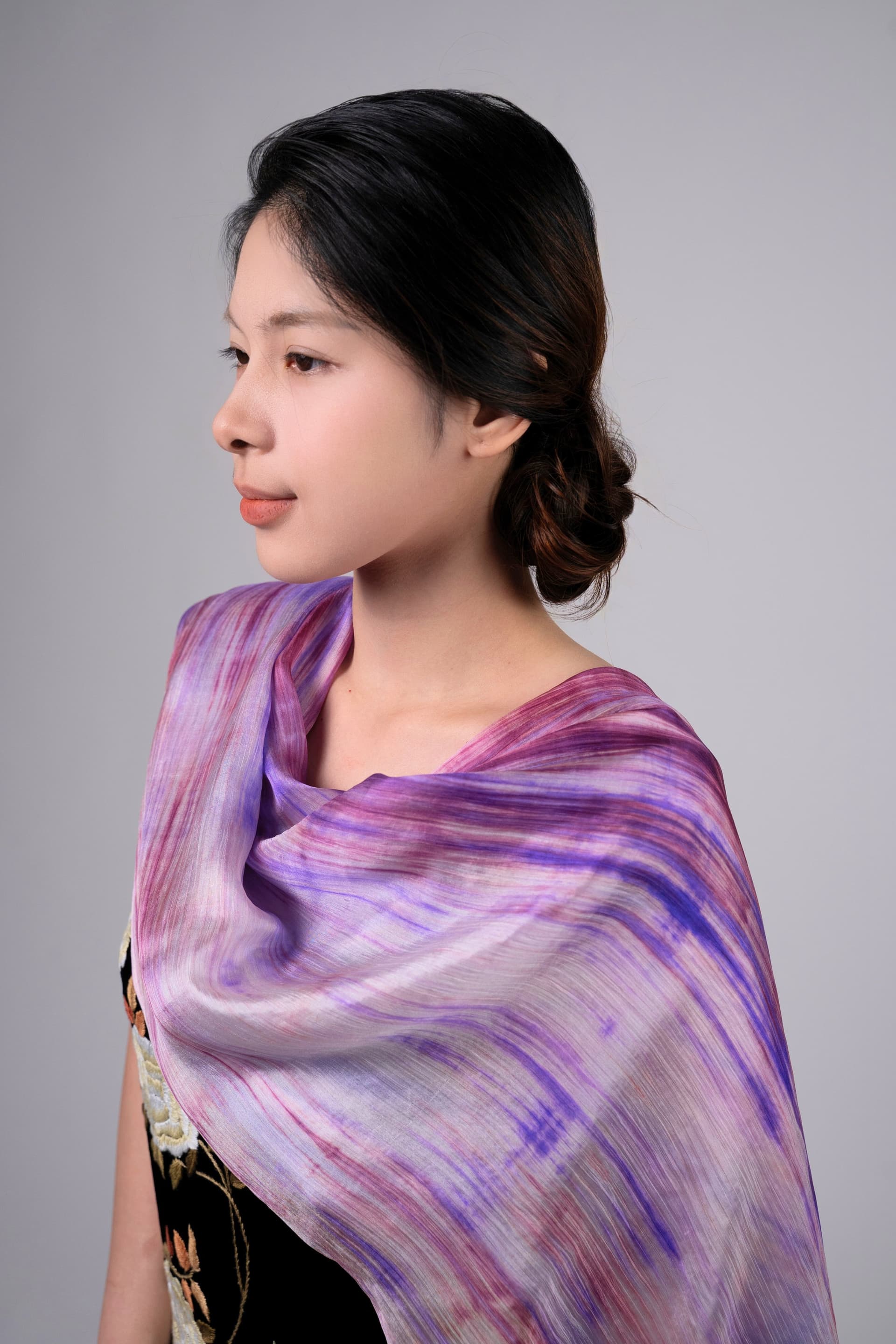 Silk and Bears Silk and Bears Lavender Lilac Rose Silk Scarf - Purple