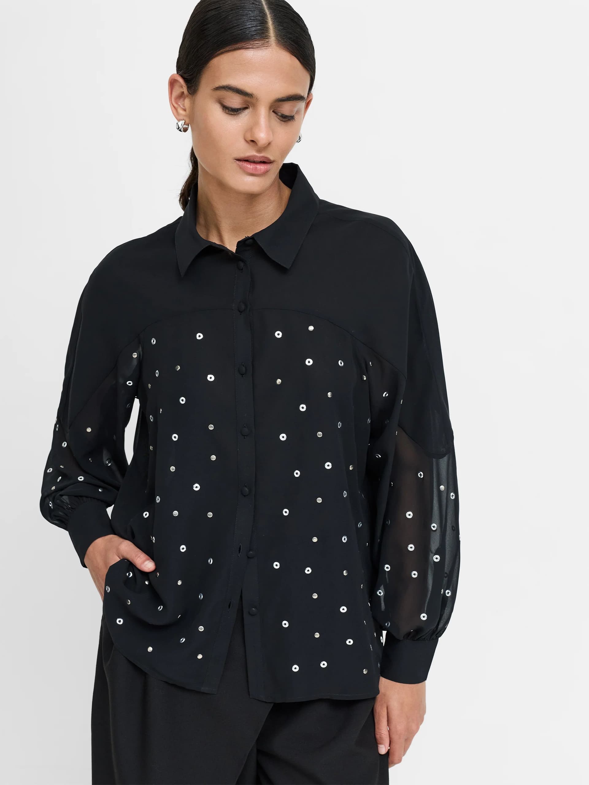 French Connection Enora Black Studded Shirt Black