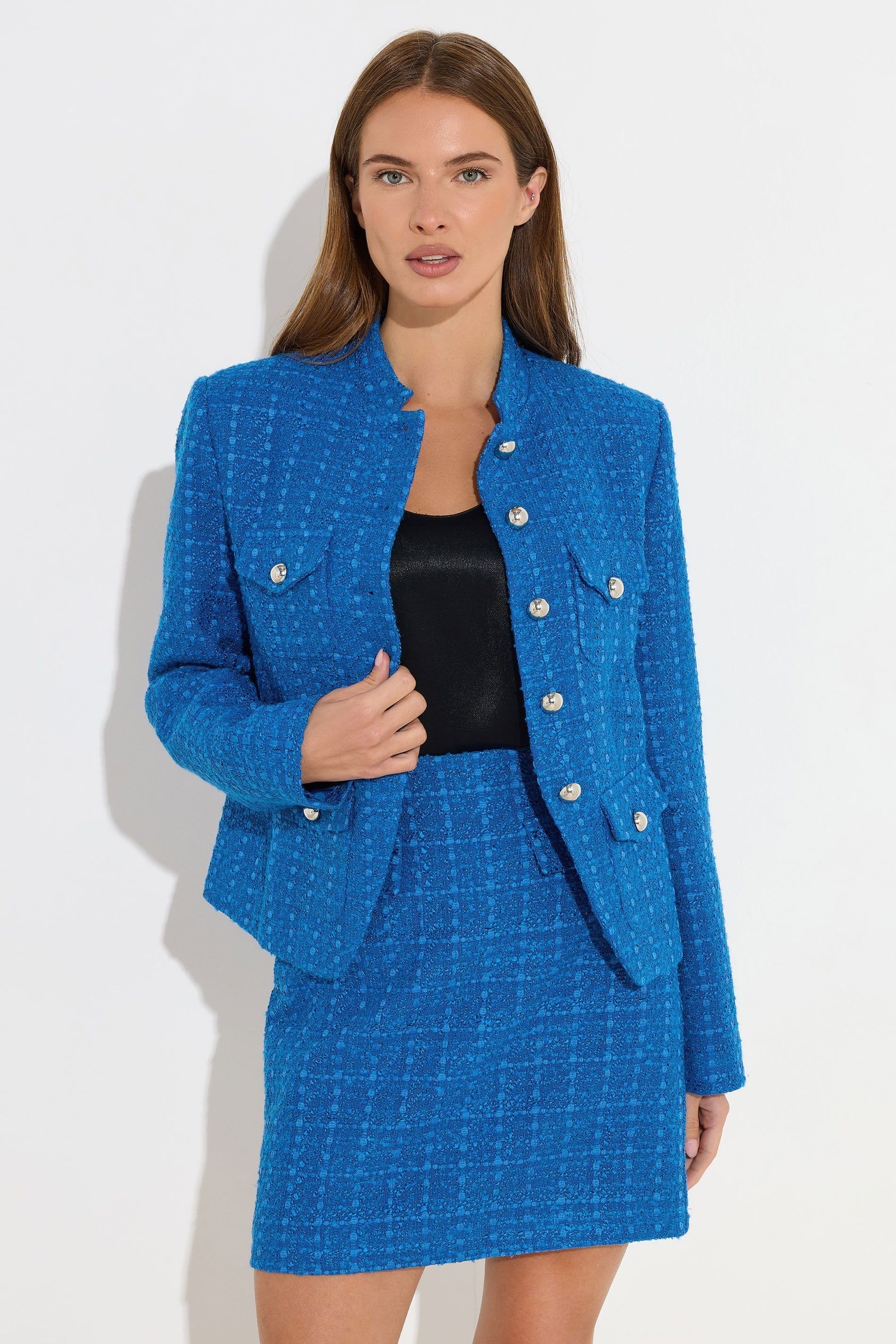 Star by Julien Macdonald Star by Julien Macdonald Women's Boucle Button Detail Jacket in Blue - 4