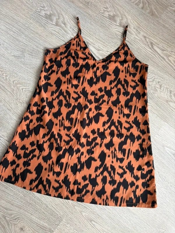 Shein Leopard Print Summer Dress Animal Print Strappy Mini Slip Dress - 1