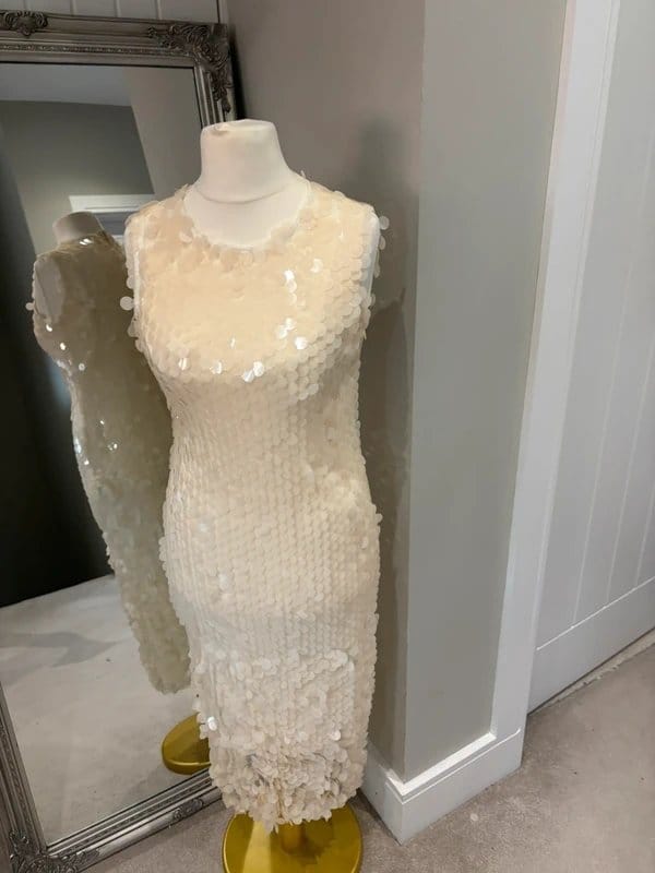 Never Fully Dressed Cream Sequin Dress