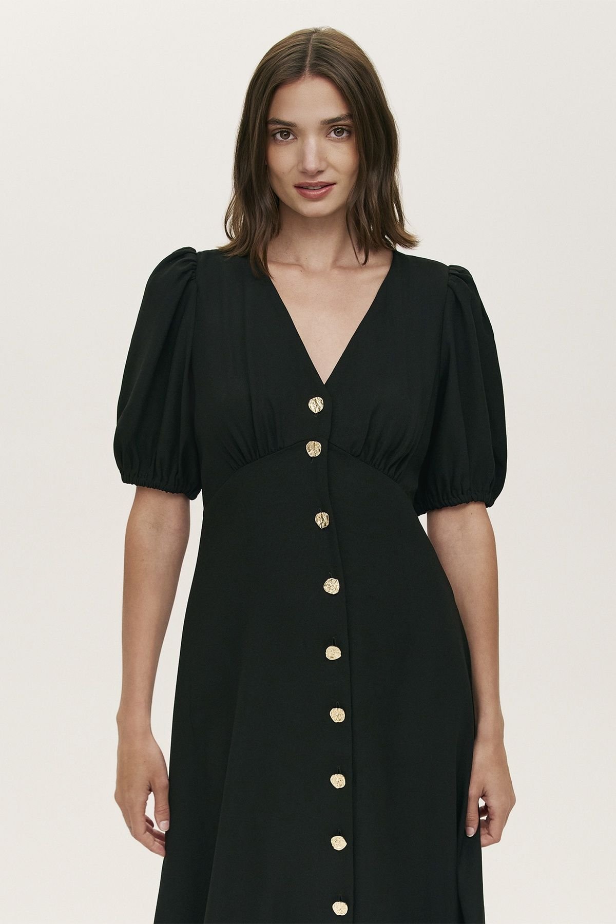 Finery London Finery London Women's Sarah Crepe Midi Tea Dress in Black - 4