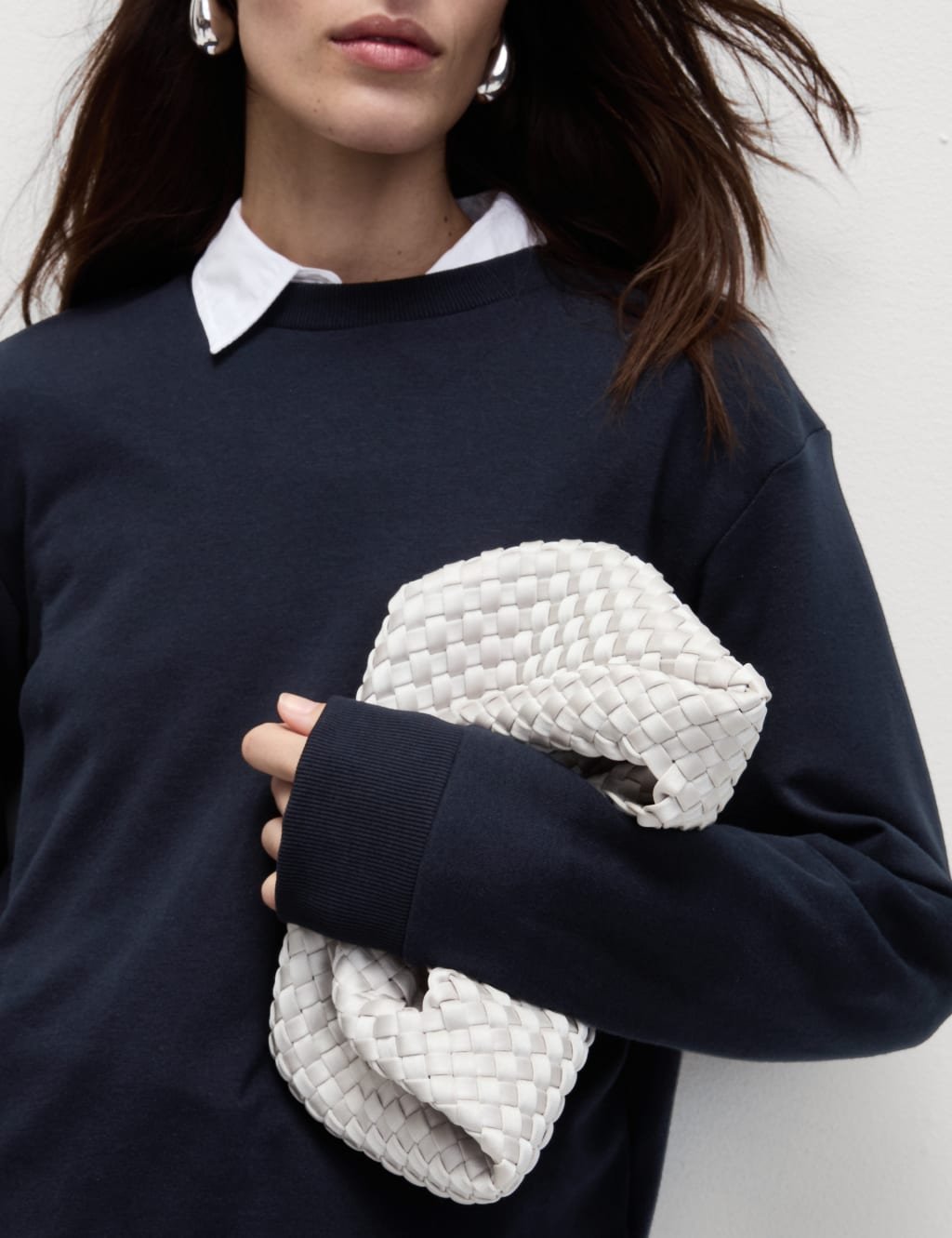 Marks & Spencer M&S Cotton Rich Sweatshirt Midnight Navy - 3