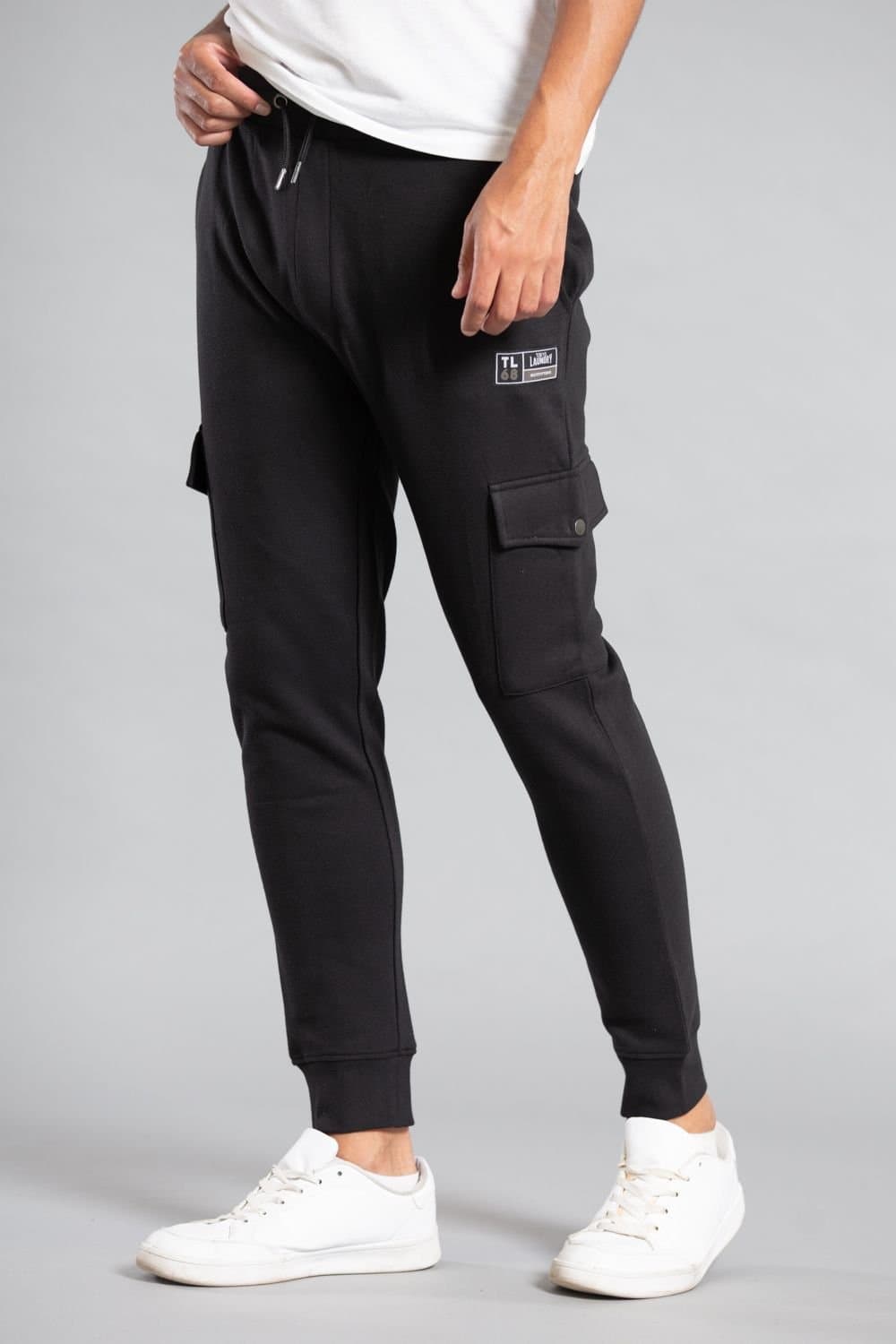 Tokyo Laundry Tokyo Laundry Men's Cotton Blend Joggers with Cargo-Style Pockets in Black