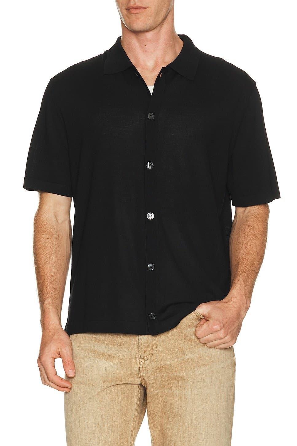 revolve Theory Black Merino Relaxed Button Down Shirt