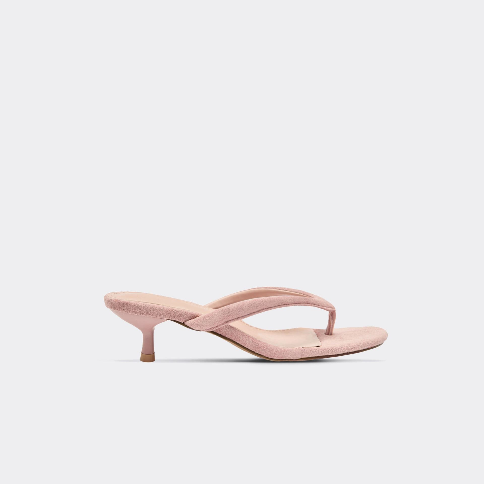EGO Darth Thong Strap Low Heeled Mule In Pink Faux Suede, Women's Size UK 3