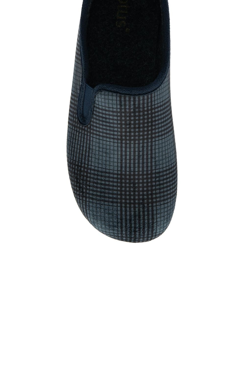 Lotus Lotus Men's 'Enrique' Check-Print Full Slippers in Navy - 4