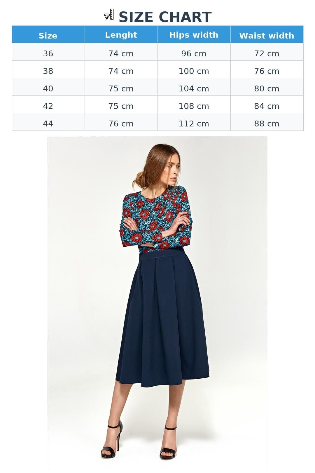 Love Lace Love Lace Women's Pleated Flared Midi Skirt with Side Pockets in Blue - 4
