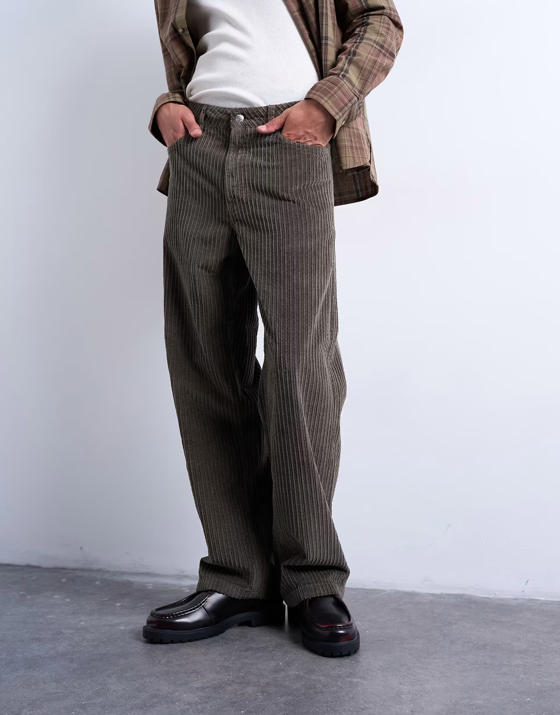 ASOS Topman cord baggy trouser in khaki