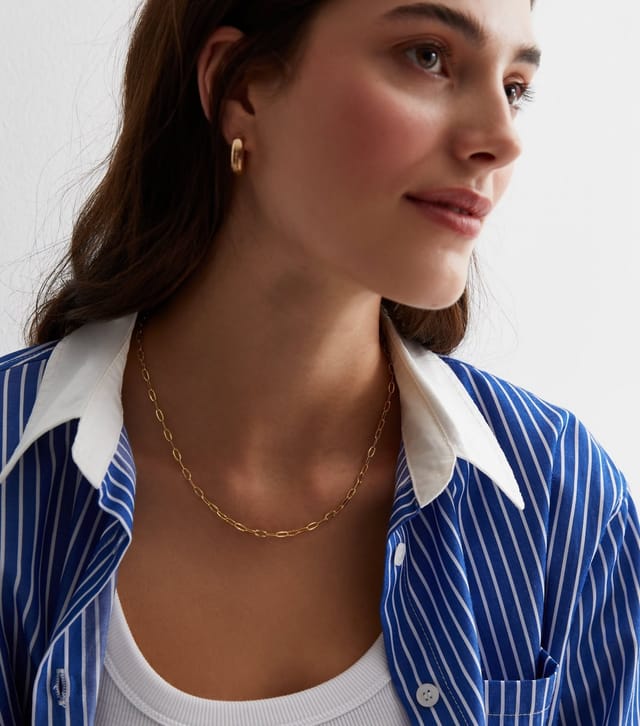 New Look 18ct Gold Plated Textured Chain Necklace New Look - 2