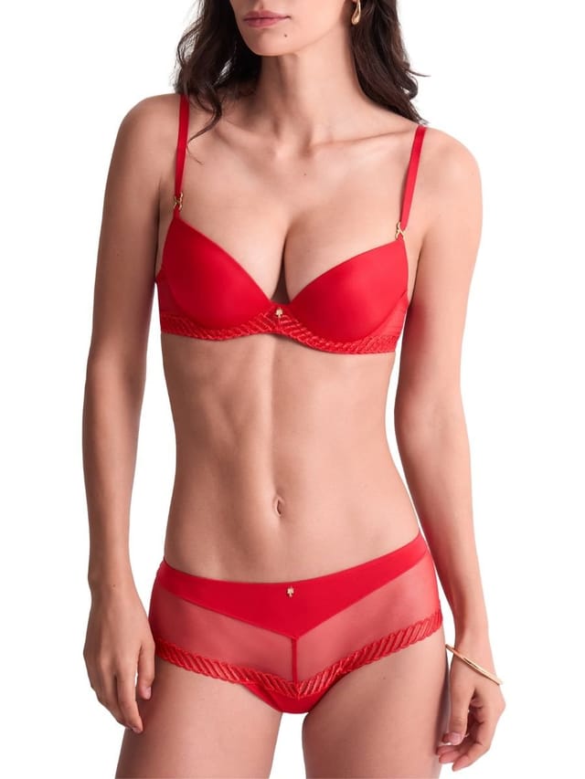 Aubade Aubade Women's Sheer Emotion Push-Up Bra in Red - 3