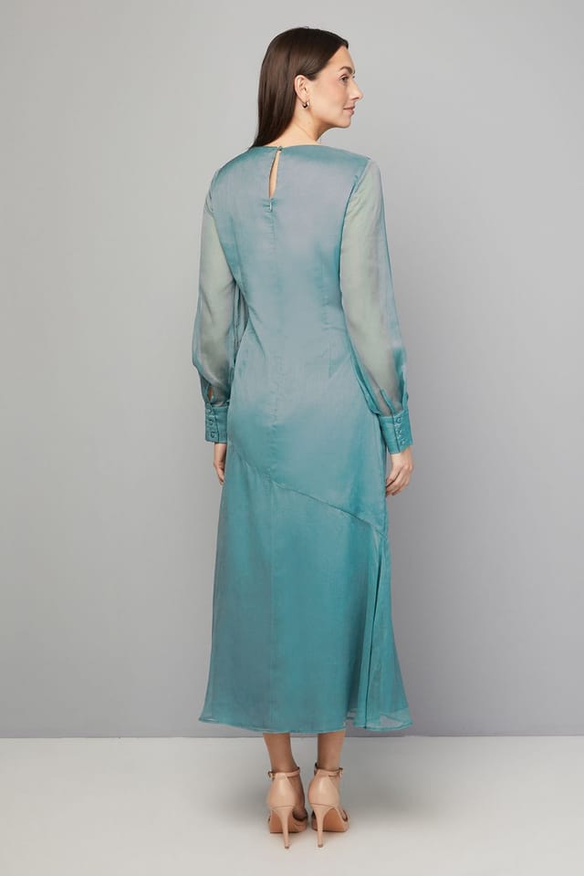 Wallis Wallis Women's Chiffon Applique Placement Midi Dress in Turquoise - 3