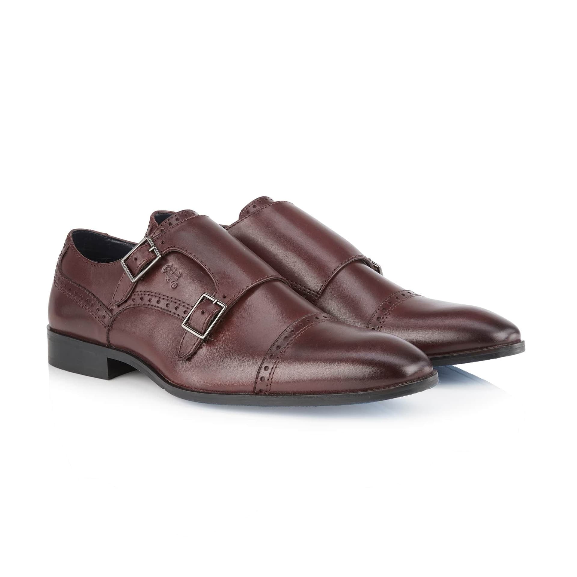 Amen Shoes Amen Shoes Men's Wine Leather Monk Strap Shoes