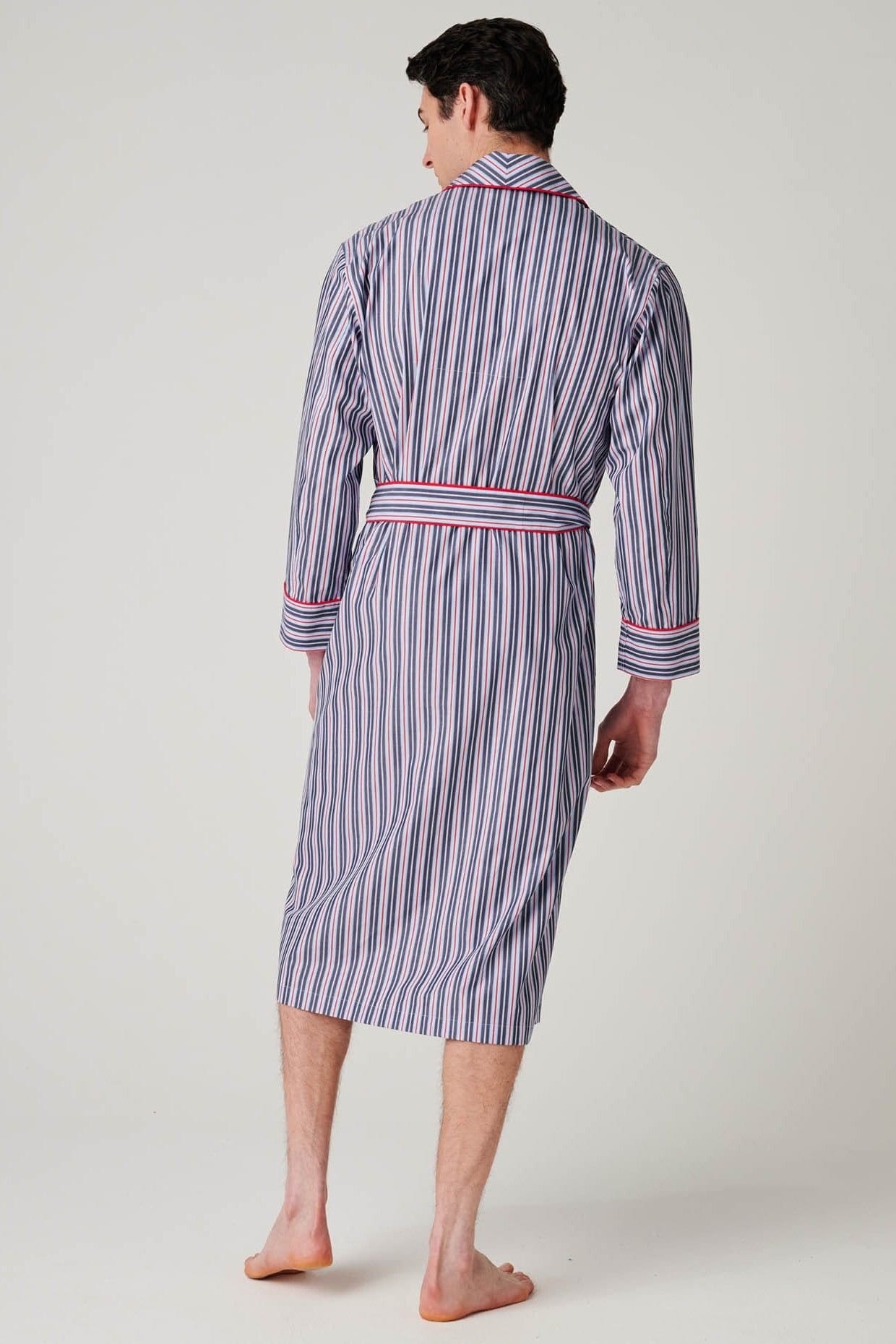 British Boxers British Boxers Men's "Red Pop Stripe" Crisp Cotton Dressing Gown - 4