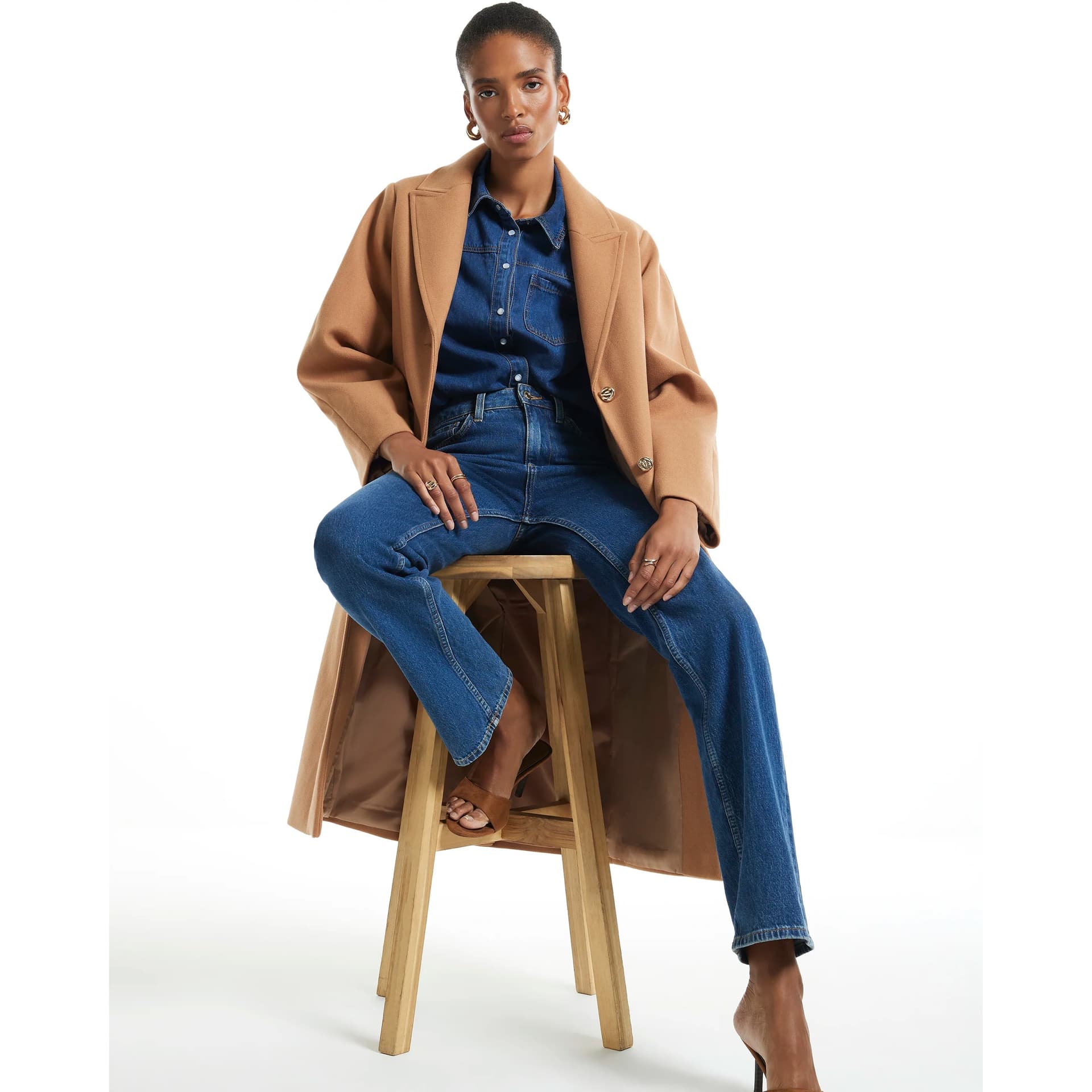 River Island River Island Womens Brown Longline Coat