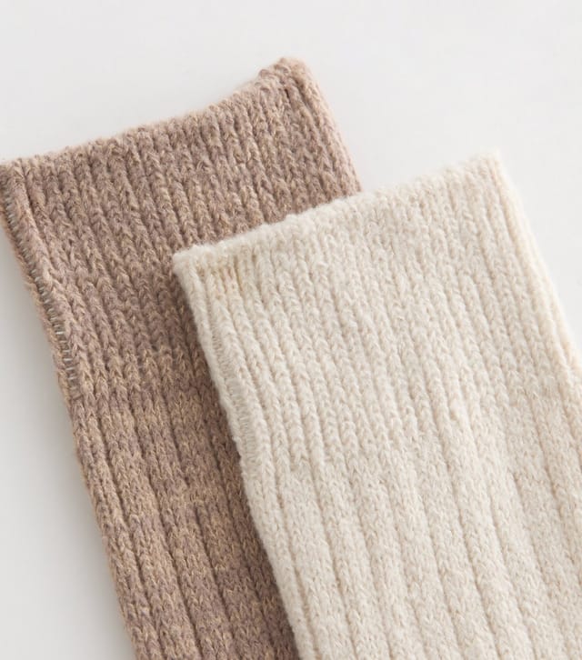 New Look Pack of 2 Cream Slouchy Ribbed Ankle Socks New Look - 2
