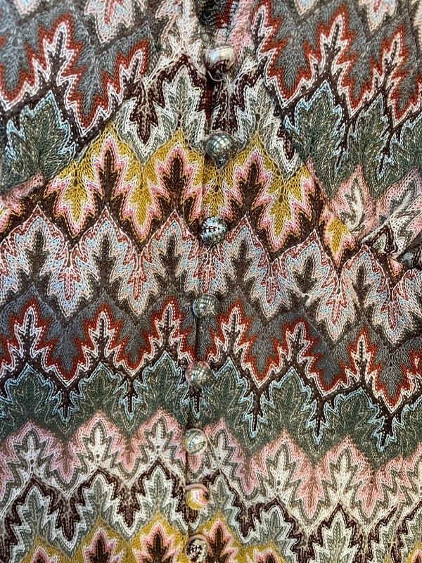 Never Fully Dressed Boho Never Fully Dressed knit blouse in vibrant geometric aztec pattern and earthy colours UK 10