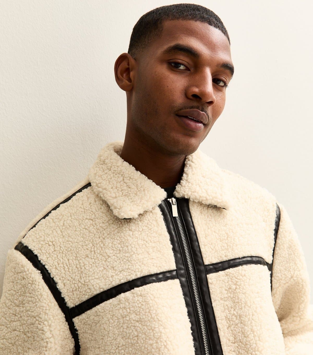 New Look New Look Off White Borg Taped Jacket