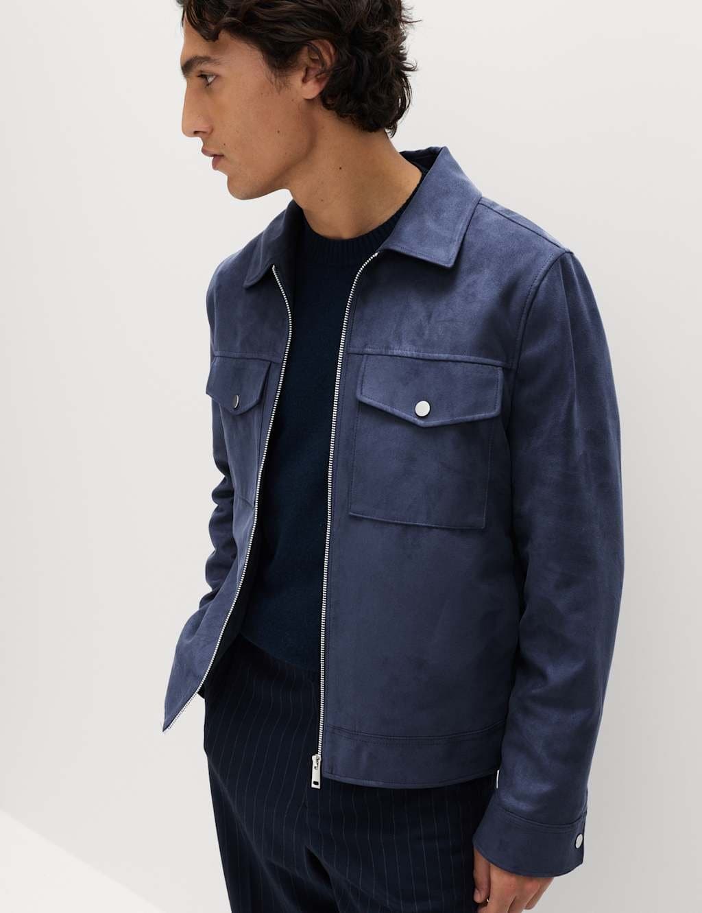 Marks & Spencer M&S Faux Suede Trucker Indigo Jacket