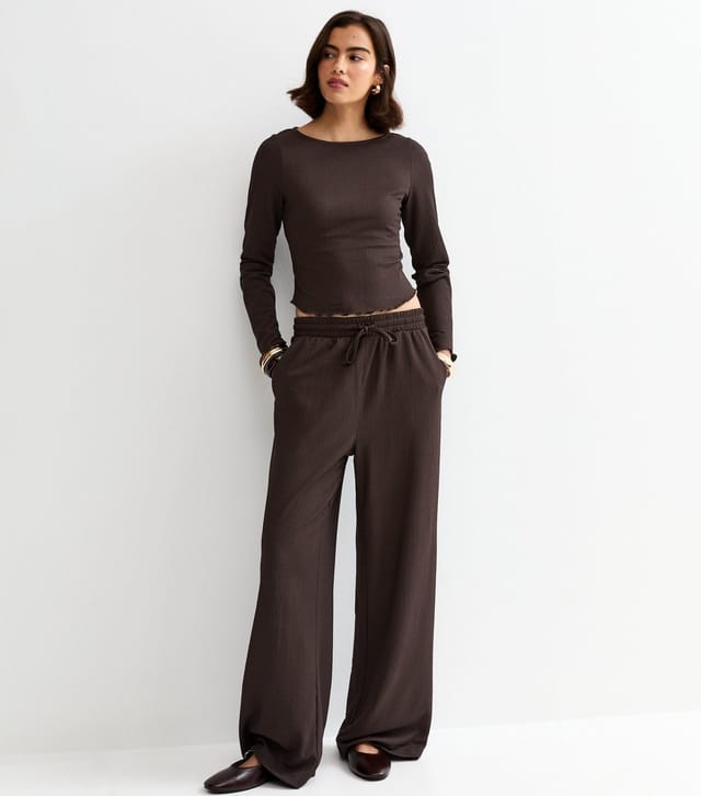 New Look Women's Dark Brown Crinkled Long Sleeve Top New Look - 3