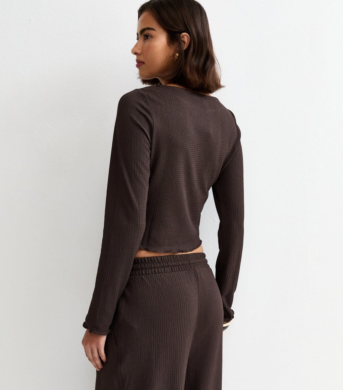 New Look Women's Dark Brown Crinkled Long Sleeve Top New Look - 4