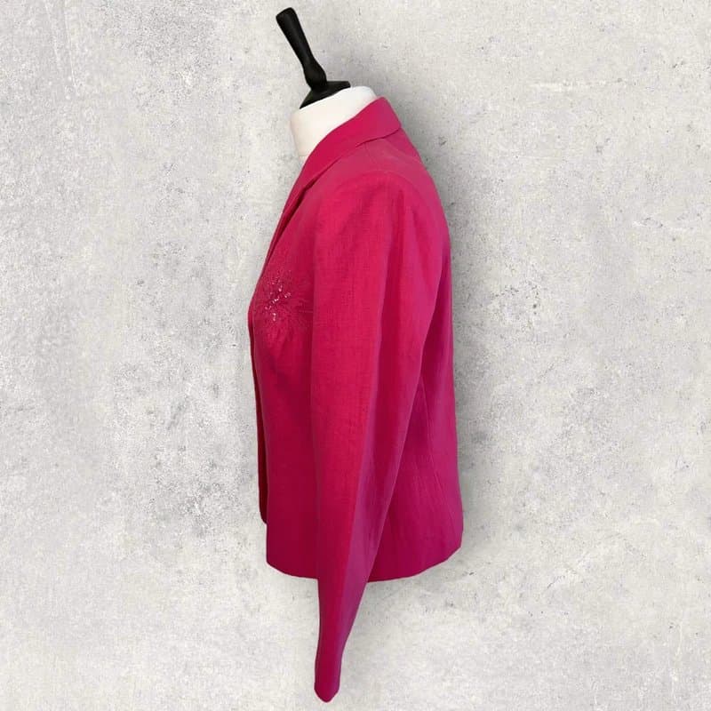 Max Pierre Max Pierre Womens Fuschia Pink Linen Embroidered Sequin Occasion Jacket UK 12