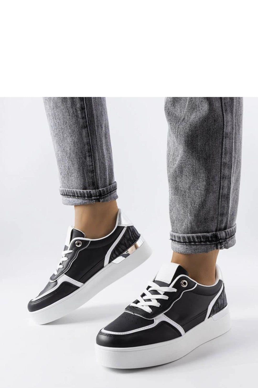 Love Lace Love Lace Women's Platform Lace Up Sneakers with White Rubber Sole for Summer in Black