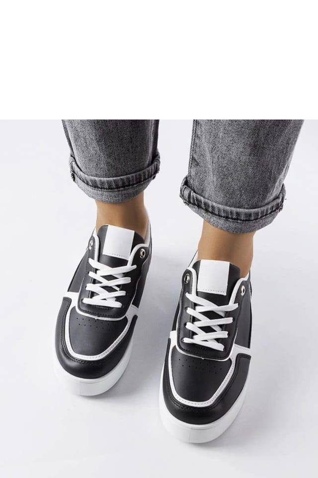 Love Lace Love Lace Women's Platform Lace Up Sneakers with White Rubber Sole for Summer in Black - 3