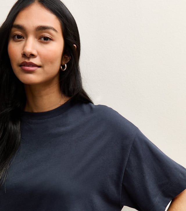 New Look Women's Navy Cotton Oversized T-Shirt New Look - 2
