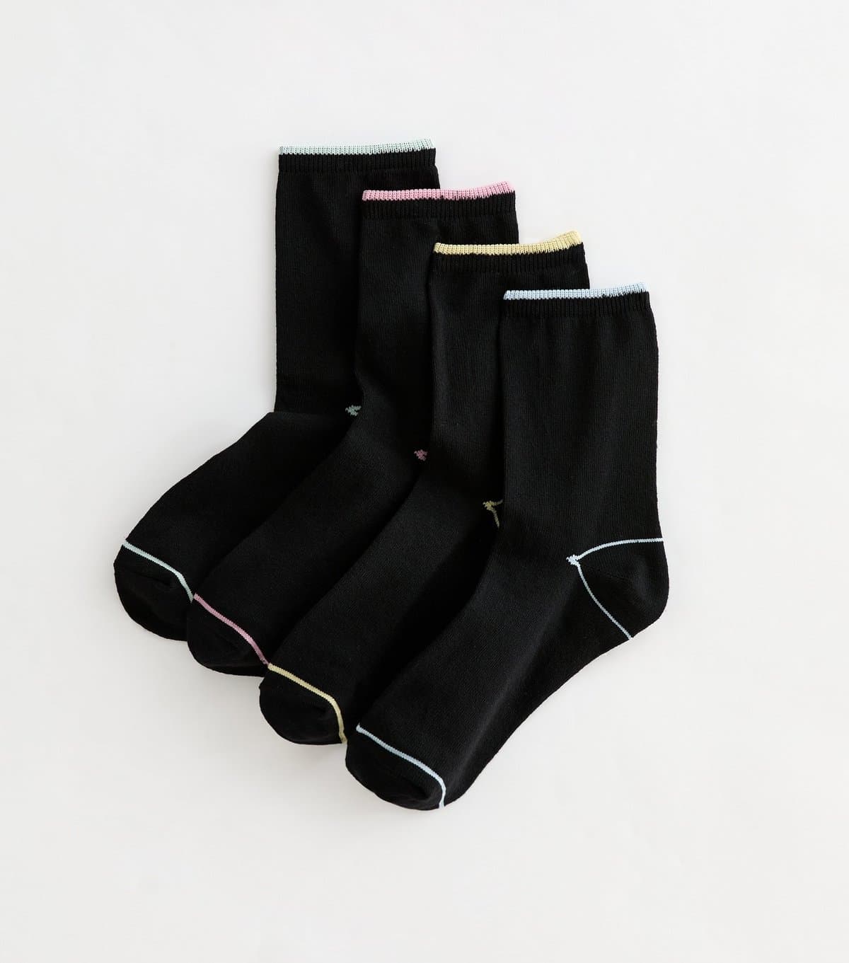 New Look New Look Black Pastel Stripe Ankle Socks Pack of 4