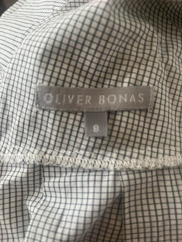 Oliver Bonas Oliver Bonas white black checked pinafore style midi dress size 8