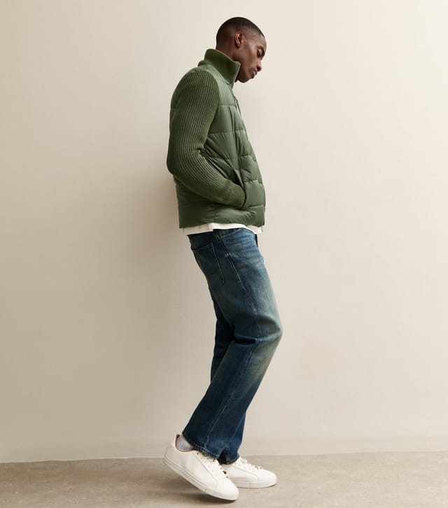 Only and Sons Men's Dark Green Regular Knit Sleeve Puffer Jacket Only and Sons New Look - 3
