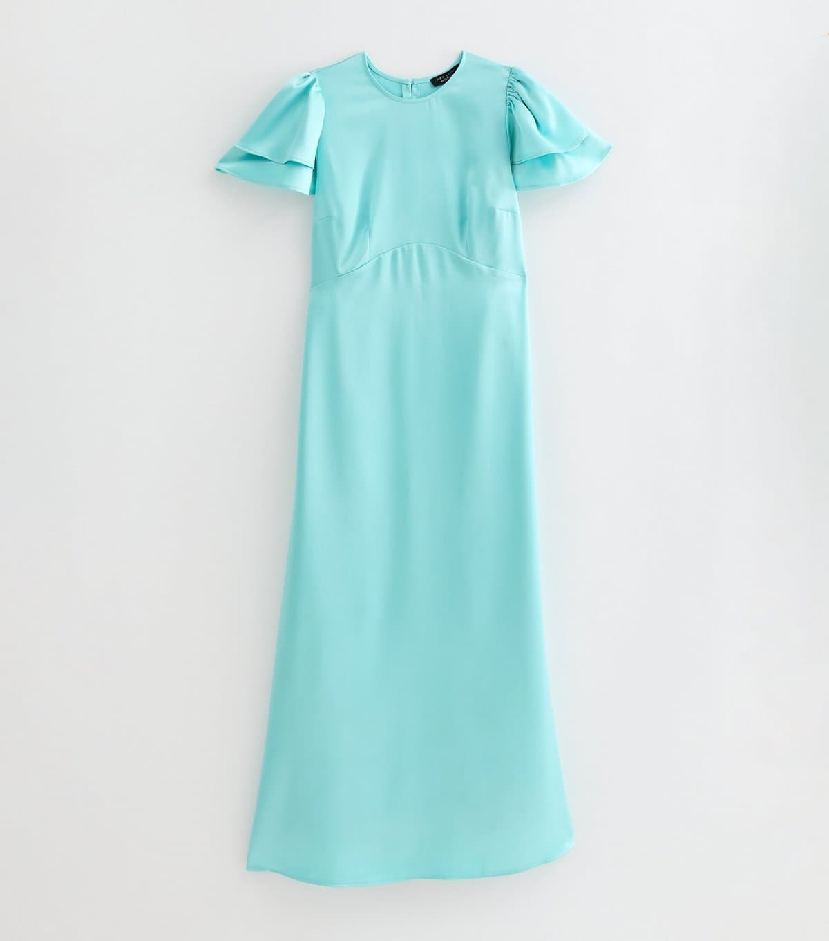 New Look Women's Maternity Light Blue Occasion Frill Flutter Satin Midi Dress New Look