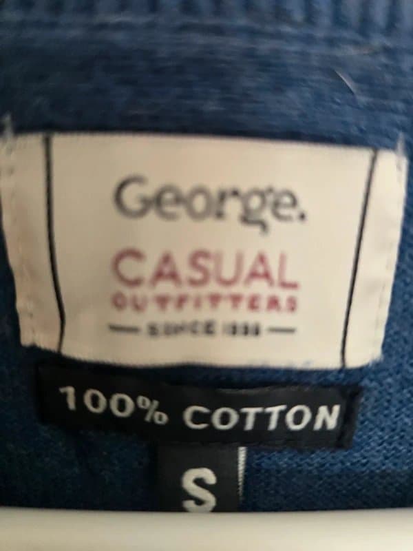 George George Casual Outfitters Denim Blue Crewneck Jumper • Size S • 100% Cotton
