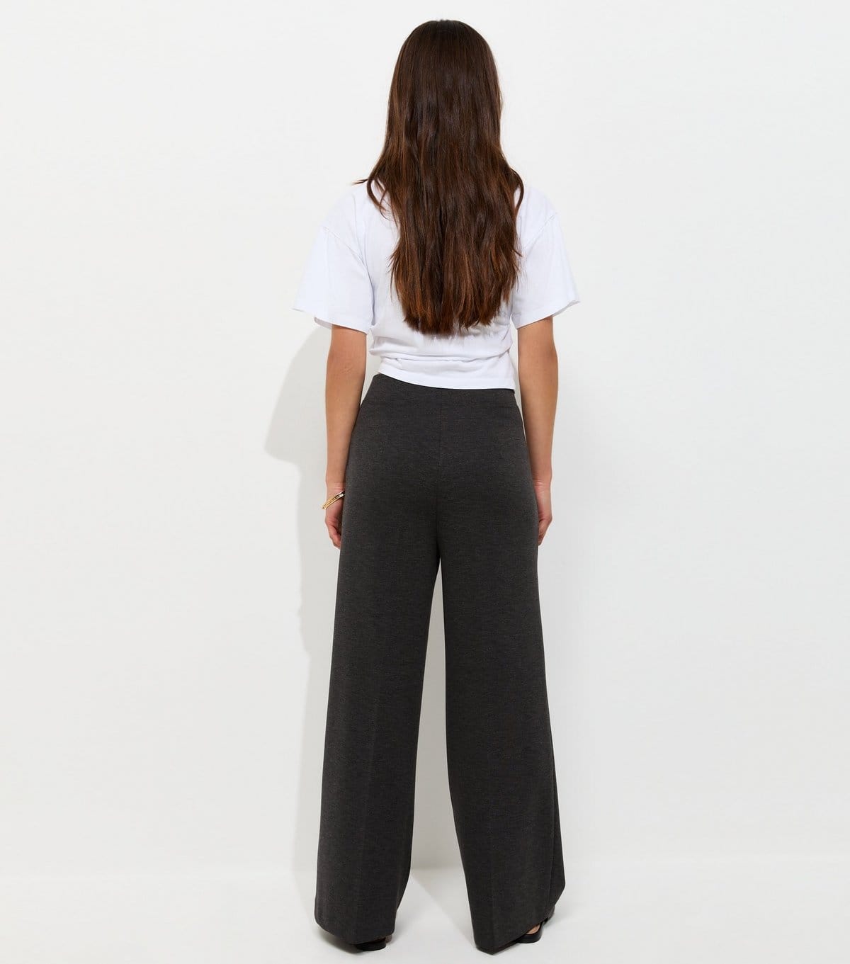 New Look Women's Petite Dark Grey Jersey Wide Leg Trousers New Look - 4