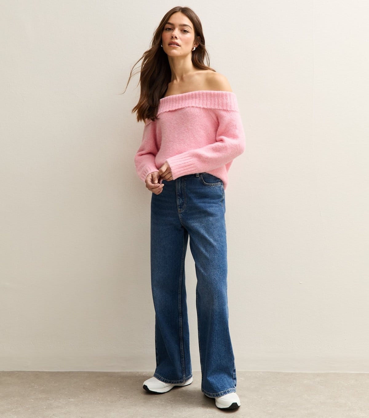 New Look Women's Petite Bright Pink Knitted Bardot Top New Look - 4