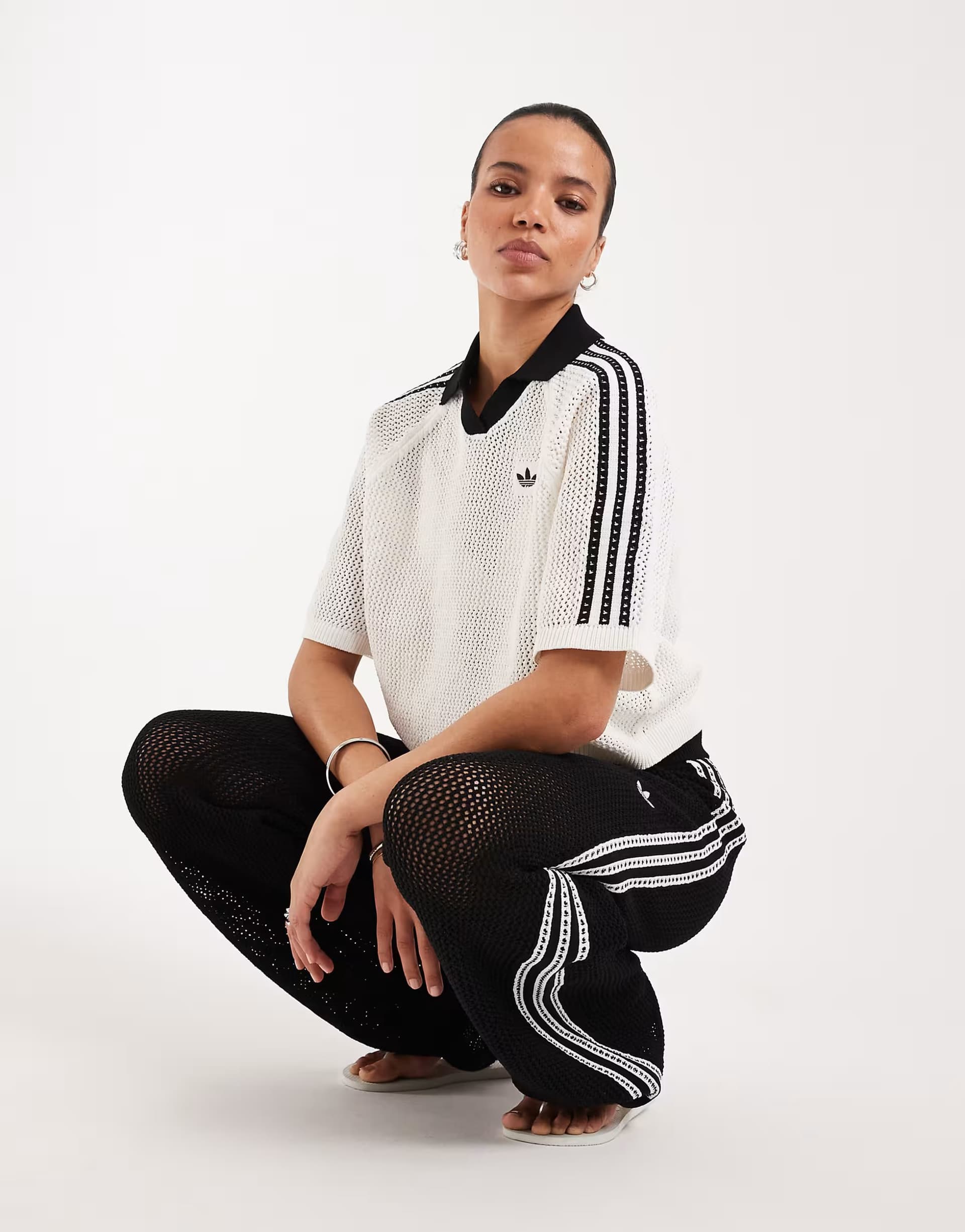 ASOS adidas Originals crochet polo in off white